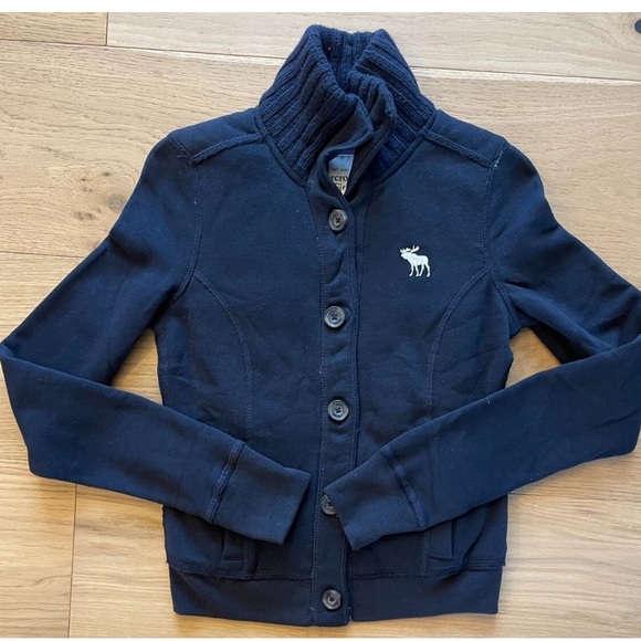 Abercrombie & Fitch Black Vintage Button Down Sweater Jacket M - Picture 2 of 12